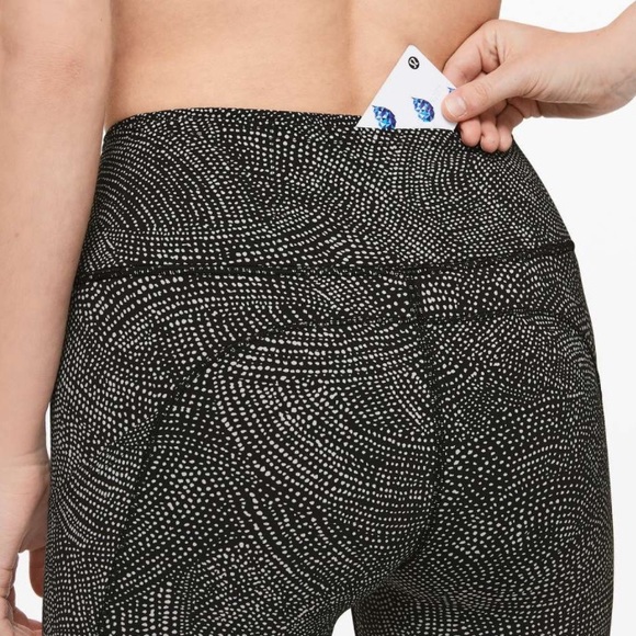 Lululemon Fast and Free Crop 19" Nulux Free Spirit Ice Grey Dot Black Size 8 - Picture 10 of 11